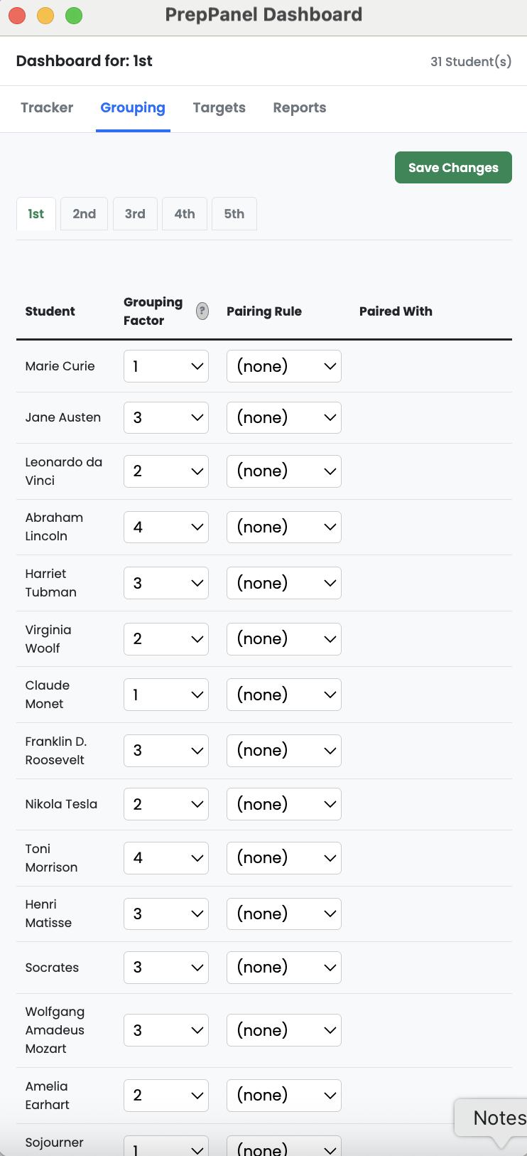 PrepPanel group rules configuration