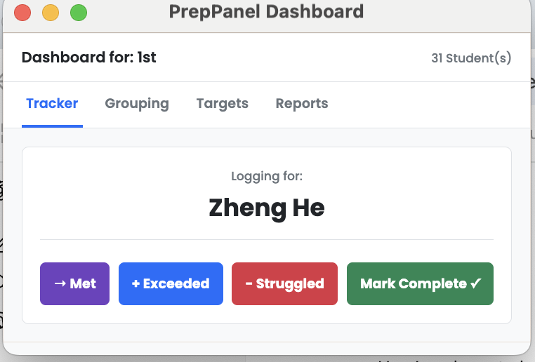 PrepPanel participation tracking view